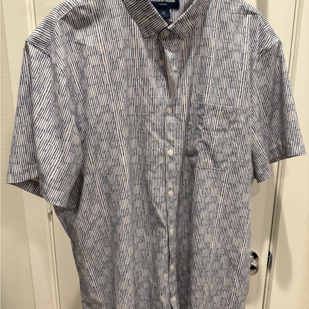 Mizzen+Main Leeward Blue Stripe Button Down Shirt XXL Classic Fit